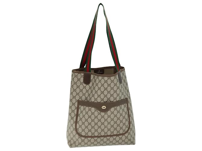 GUCCI GG Supreme Web Sherry Line Einkaufstasche Beige Rot Grün 40 02 003 Auth yk12095  ref.1380979