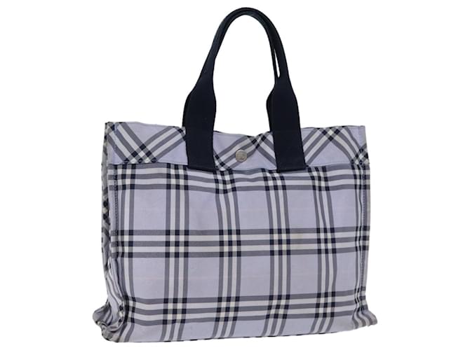 Bolsa de mão BURBERRY Nova Check Blue Label Nylon Azul Auth am6158  ref.1380998