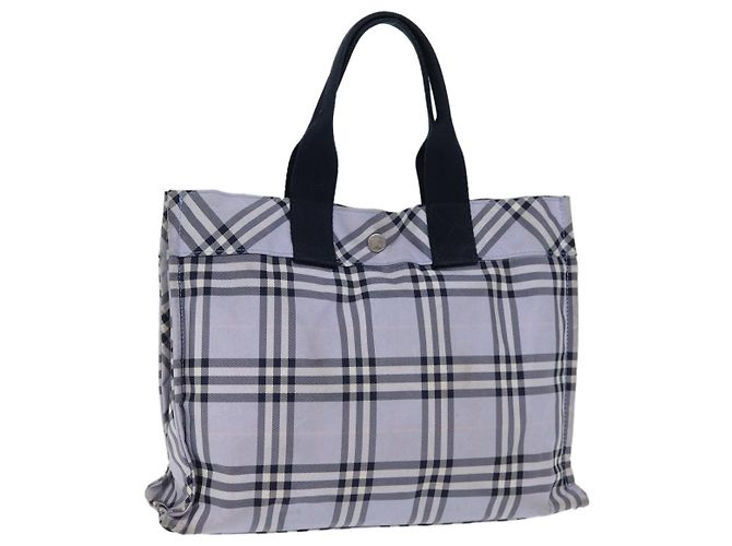 BURBERRY Nova Check Blue Label Borsa a mano Nylon Blu Auth am6158