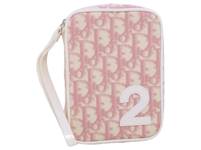 Christian Dior Trotter Canvas Pouch Pink Auth ar11828  ref.1381000
