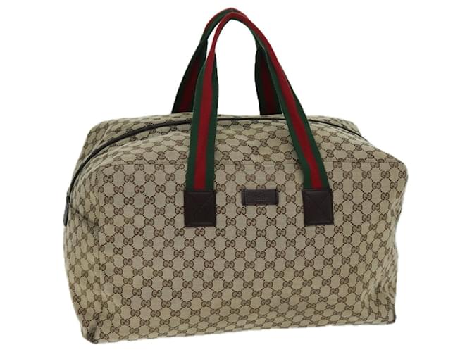 Bolsa GUCCI GG Canvas Web Sherry Line Boston Bege Verde Vermelho 146310 Autenticação12176 Lona  ref.1381040