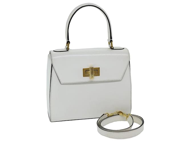 Céline CELINE Handtasche Leder 2way Weiß Auth 73590  ref.1381043