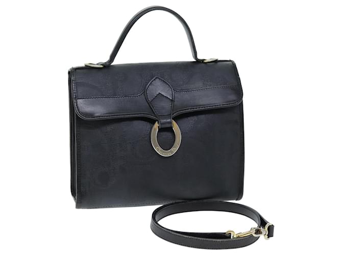 Christian Dior Trotter Canvas Hand Bag 2way Black Auth yk12322 Cloth  ref.1381051