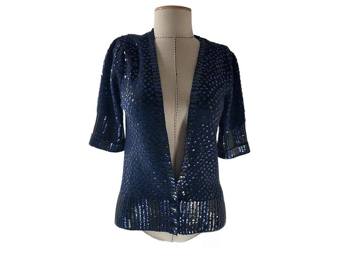 Marc by Marc Jacobs Cardigan aus Wolle Blau mit Pailletten