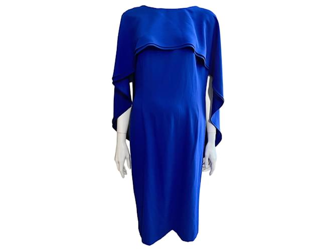 Escada Doriasco Cape-Kleid in Kobaltblau Polyester Triacetat  ref.1381099