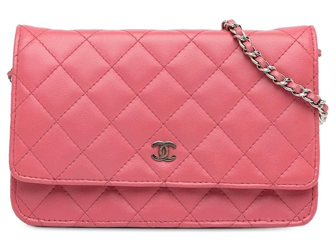 Wallet On Chain Borse CHANELPelle Rosa  ref.1381116