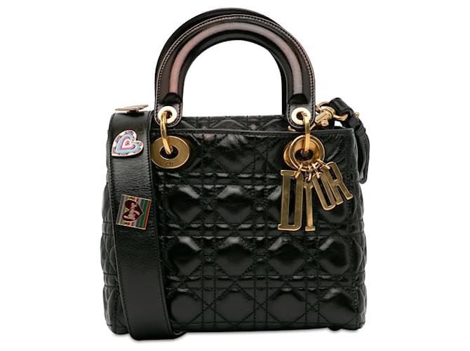 Lady Dior DIOR HandtaschenLeder Schwarz  ref.1381185