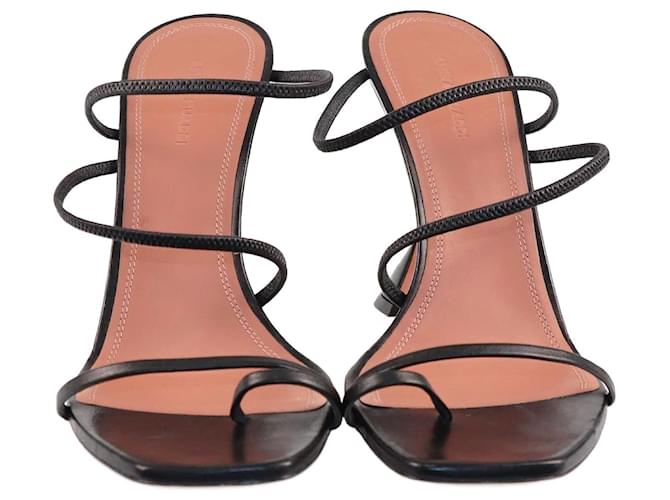 Amina Muaddi – Schwarze Naima-Sandalen mit Absatz Leder  ref.1381222