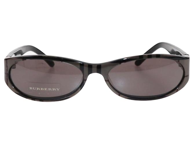 Burberry Grey Check Oval Sunglasses Plastic  ref.1381241