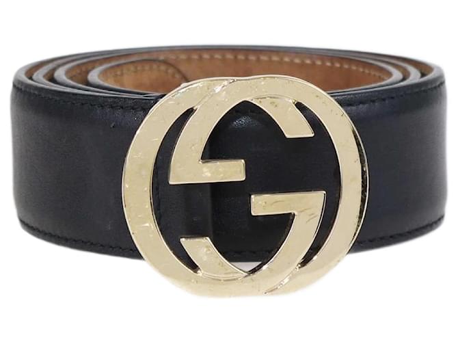 Cintura Gucci con fibbia G intrecciata nera Nero Pelle  ref.1381266