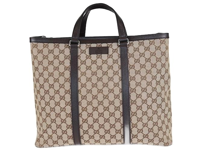 Gucci Bolsa grande Joy marrom escuro/bege GG Couro  ref.1381267