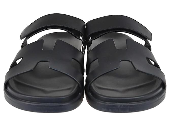Hermès Hermes Black Chypre Sandals Leather  ref.1381271