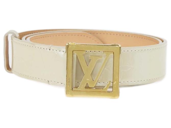 Cinturón con marco LV Vernis con monograma Blanc Corail de Louis Vuitton Cuero  ref.1381278