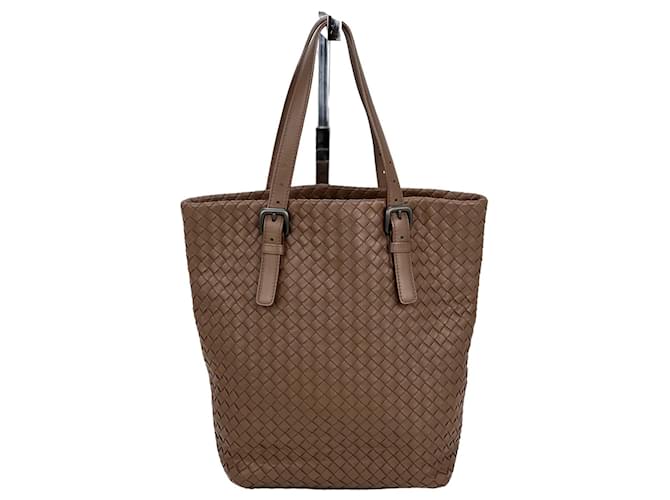 Borsa tote Bottega Veneta in pelle marrone intrecciata nappa Rosso  ref.1381344