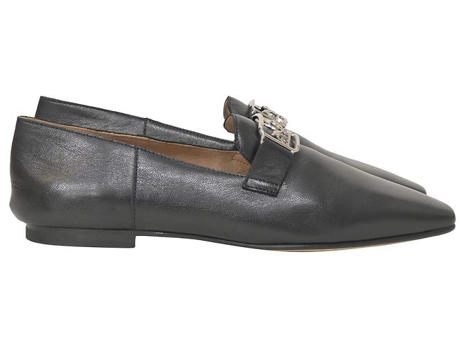 Hermès Mocassins Time em couro preto