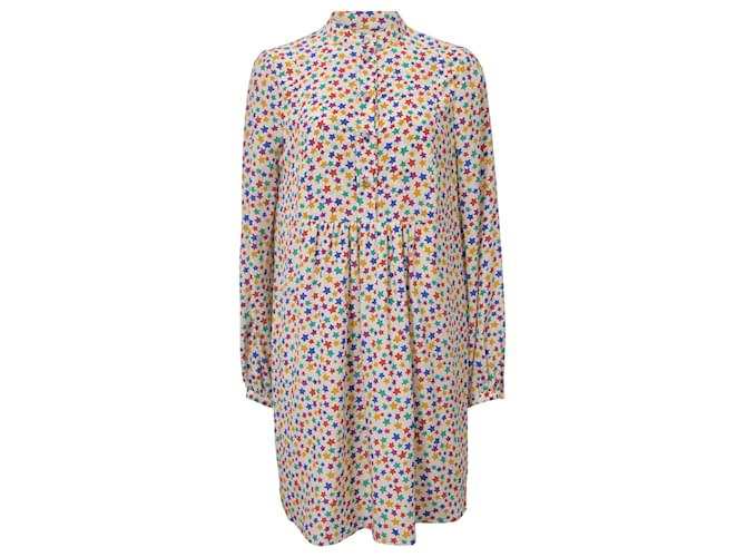 Saint Laurent Star Print Shirt Dress in Multicolor Silk  ref.1381357