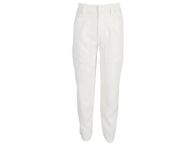 Chloé Calça Straight Leg em Algodão Creme Branco Cru  ref.1381358