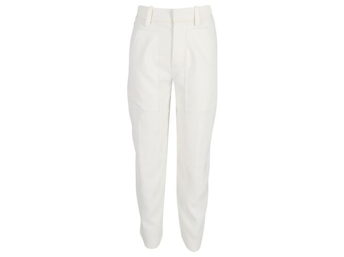Chloé Straight Leg Trousers in Cream Cotton White