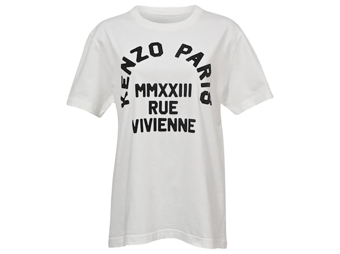 Kenzo Camiseta Suelta Rue Vivienne De Algodón Blanco  ref.1381374