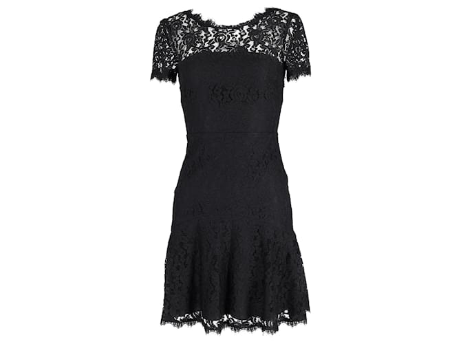 Diane von Furstenberg Mini-robe en dentelle Fifi en rayonne noire Coton  ref.1381379