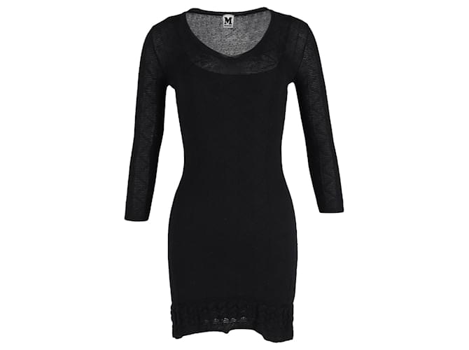 Missoni Long Sleeve Knitted Mini Dress in Black Wool  ref.1381380