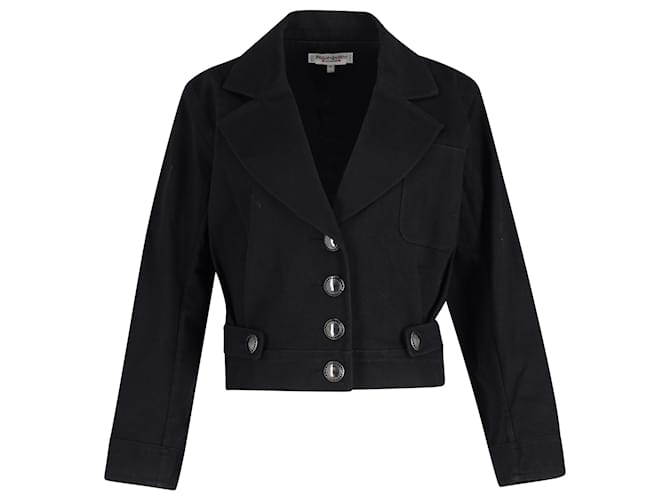 Yves Saint Laurent Rive Gauche Cropped Jacket in Black Cotton  ref.1381389