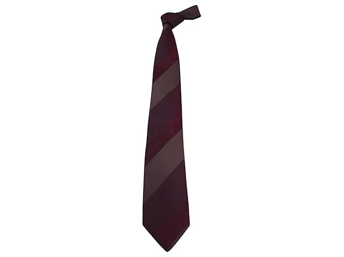 Gucci – Asymmetrische Streifen-Krawatte aus burgunderroter Seide  ref.1381391