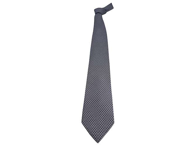 Gemusterte Krawatte von Gucci aus dunkelblauer und weißer Seide  ref.1381393