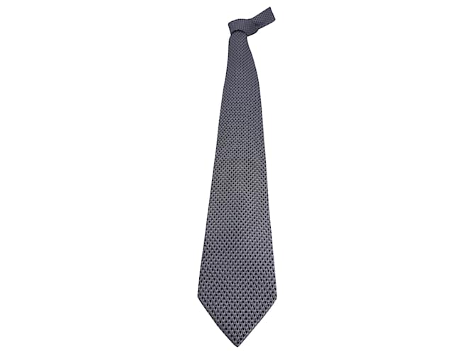 Gucci Patterned Tie in Dark Blue and White Silk  ref.1381393