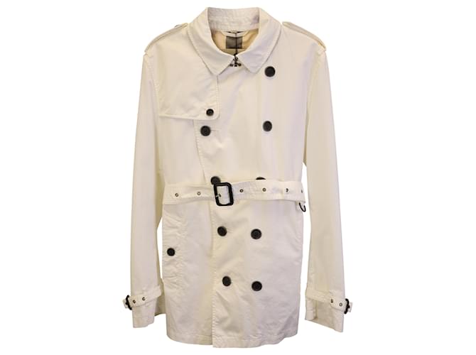 Gabardina corta de mujer Burberry en seda blanca Blanco  ref.1381394