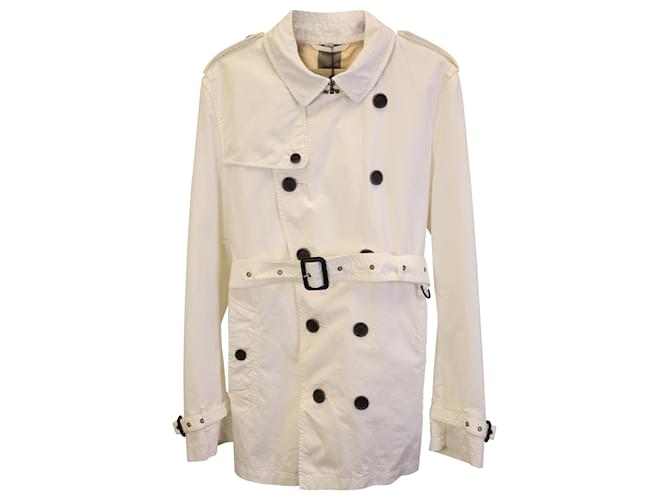 Burberry Women's Short Trench Coat in White Silk  ref.1381394