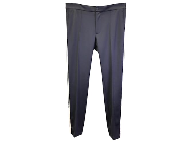 Valentino Garavani Side Stripe Pants in Navy Blue Polyester  ref.1381397