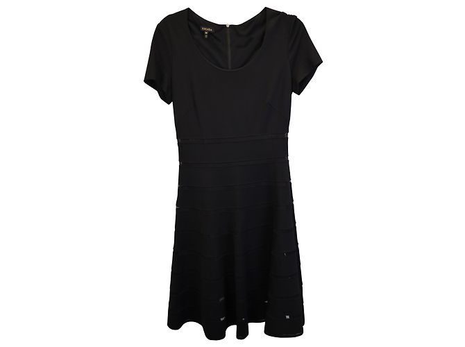 Abito A-Line lunghezza ginocchio in viscosa nera Escada Nero