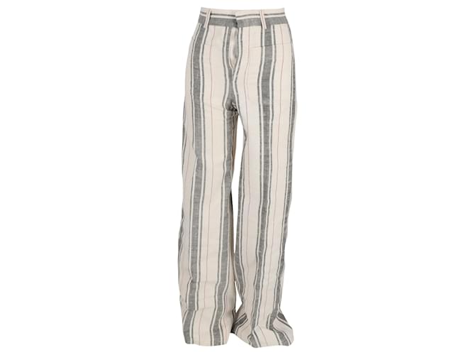 Pantalones Christian Dior a rayas en algodón marfil Blanco  ref.1381408
