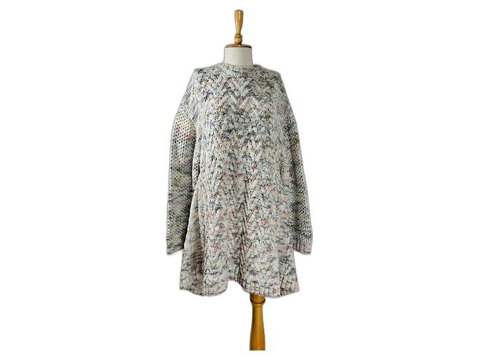 Henrik Vibskov Maglione Poncho Oversize in Lana Multicolore