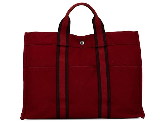Hermès Hermes Red Fourre Tout MM Rot Leinwand Tuch  ref.1381436