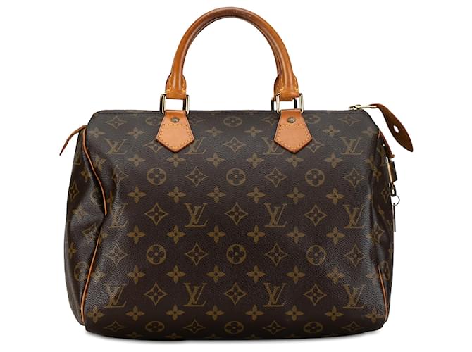 Louis Vuitton Speedy 30 Monogramm Braun Leder Leinwand  ref.1381441