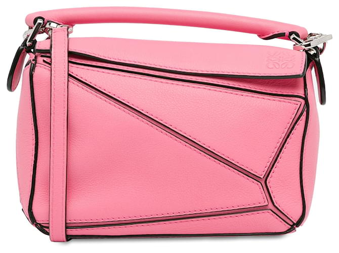 LOEWE Pink Mini Puzzle Satchel Leather Pony-style calfskin  ref.1381452