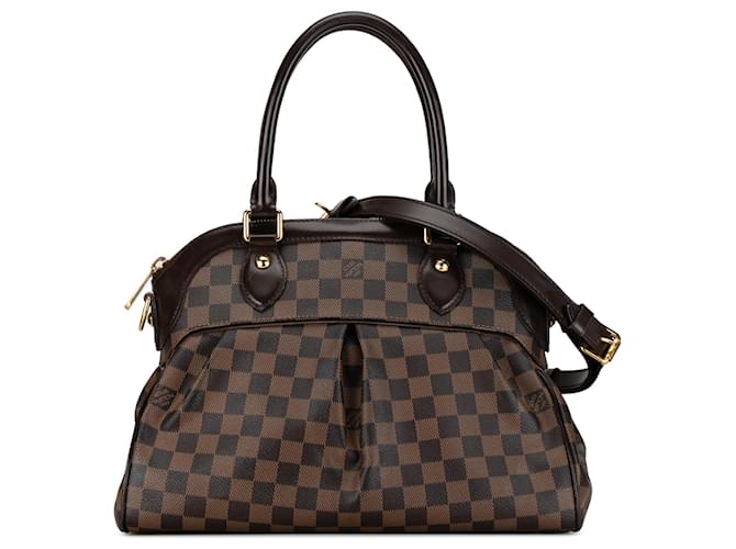 Louis Vuitton Brown Damier Ebene Trevi PM Cuir Toile Veau façon poulain Marron  ref.1381464