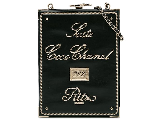 Chanel – Room Card Minaudiere-Abendtasche aus schwarzem Lammleder  ref.1381482