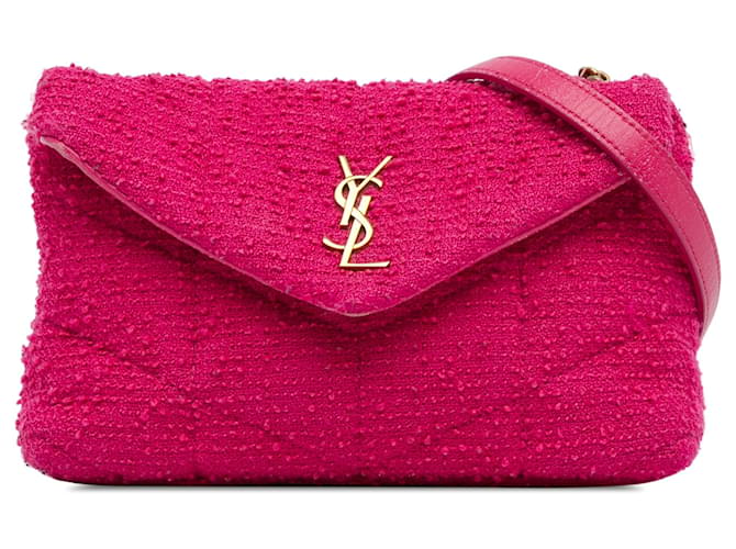 Yves Saint Laurent Pink Toy Quilted Tweed Puffer Bag Cloth  ref.1381507