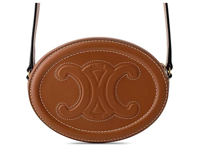 Céline Celine Brown Cuir Triomphe Oval Crossbody Leather Pony-style calfskin  ref.1381525