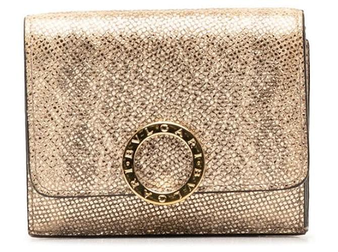 Bulgari Bvlgari Leather Milky Over Trifold Compact Wallet Leather Short Wallet 289351 in Good condition  ref.1381540