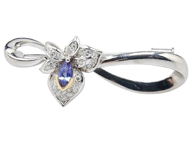 & Other Stories K18WG White Gold Tanzanite 0.60ct Diamond 0.50ct Brooch in Great Condition Metal  ref.1381573