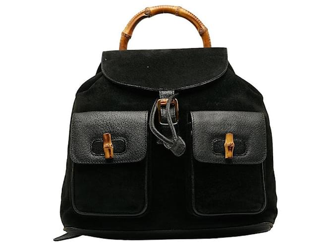 Gucci Wildleder Bambus Rucksack Lederrucksack 003 2058 0016 in gutem Zustand  ref.1381591