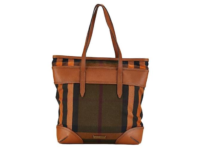 Burberry Vintage House Check Tote Bag  Canvas Handbag in Good condition Cloth  ref.1381645