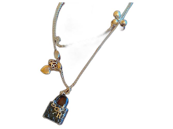 Collana lunga doppia Christian Dior con charm argento