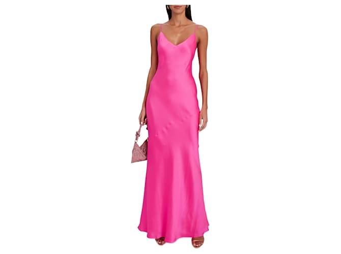L'Agence L’Agence Serita silk maxi slip dress fluorescent pink  ref.1381679