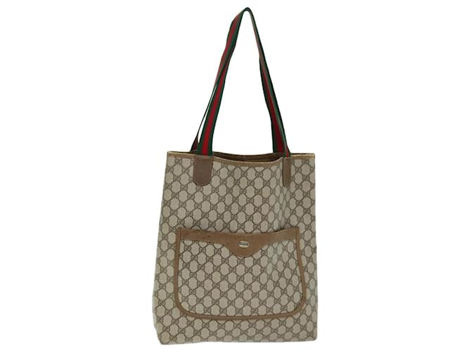 GUCCI GG Supreme Web Sherry Line Einkaufstasche PVC Beige Rot 39 02 003 Auth yk12333  ref.1381686