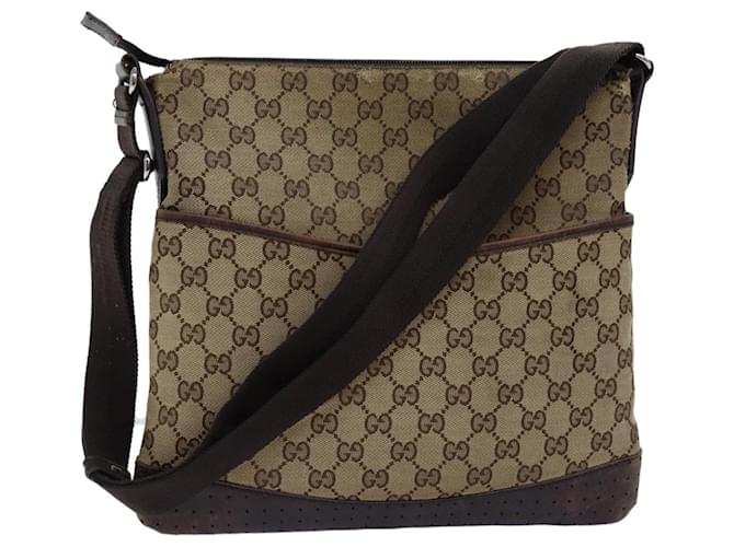 Bolsa de ombro de lona GUCCI GG Bege 145857 Auth fm3430  ref.1381717